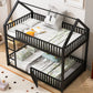 Metal Twin Over Twin House Bunk Bed With Fence And Door