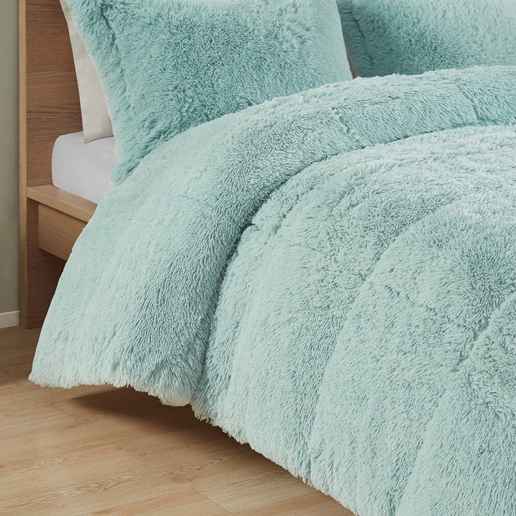 King/Cal King Shaggy Long Fur Comforter Mini Set