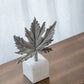 7x3x10.5" Aluminum Leaf On Marble Base