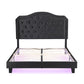 Queen Upholstered Bed Button Tufted with Curve Design