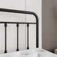 Metal Platform Bed Frame with Victorian Style Headboard