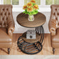 19.68" Round Vintage End Table with 2-Tier Storage