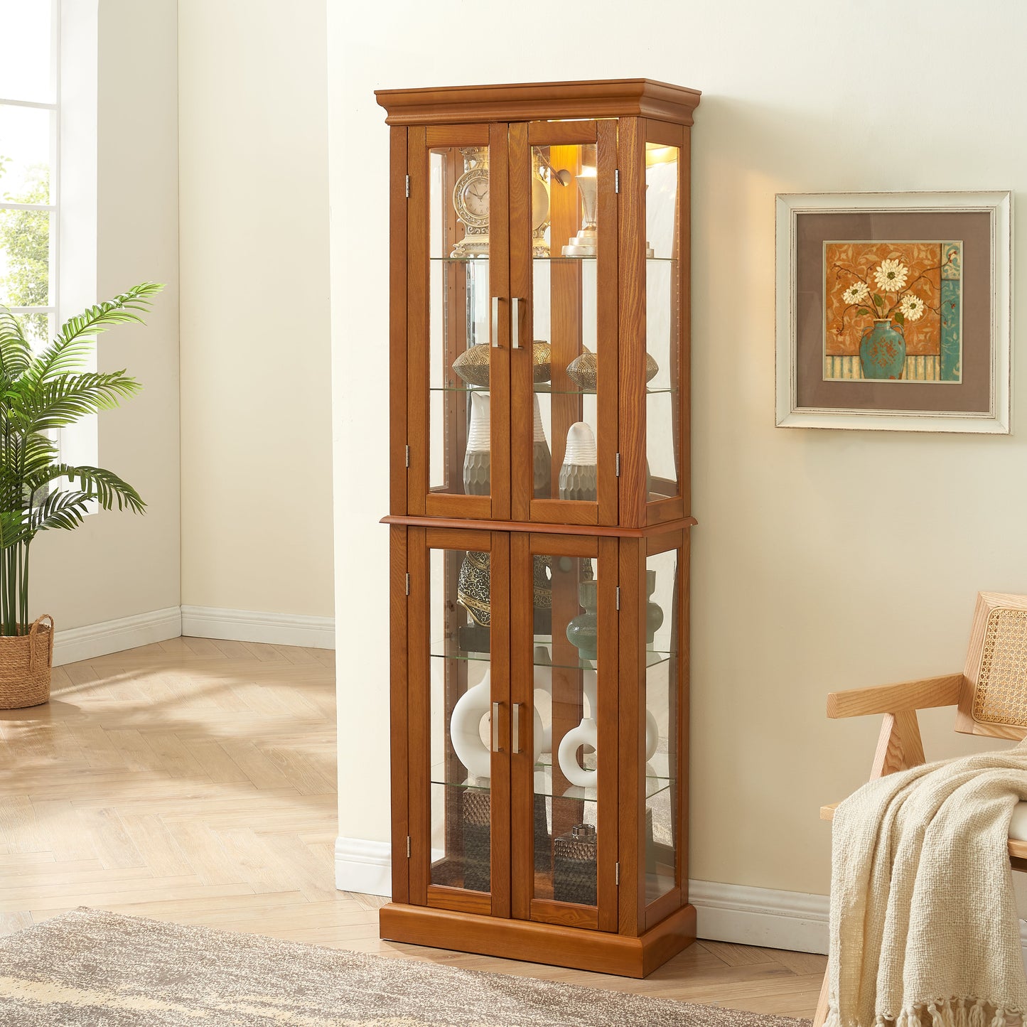 Lighted Curio Cabinet with Adjustable Shelves