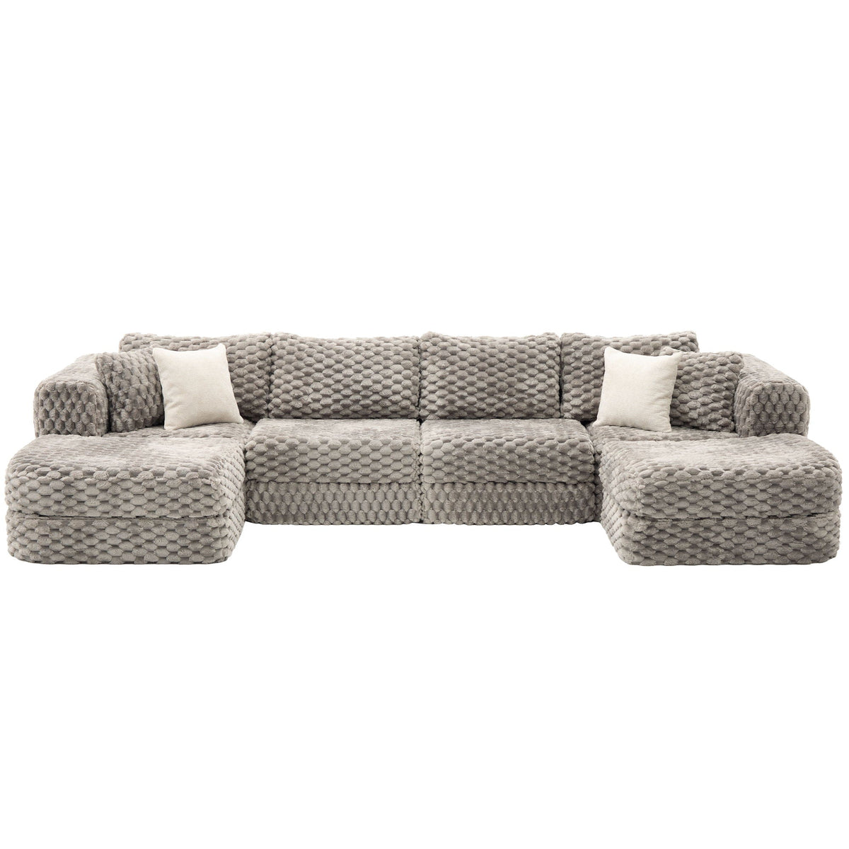 Modular Sectional Sofa, Boneless Couch With 2 Movable Ottomans - view 4