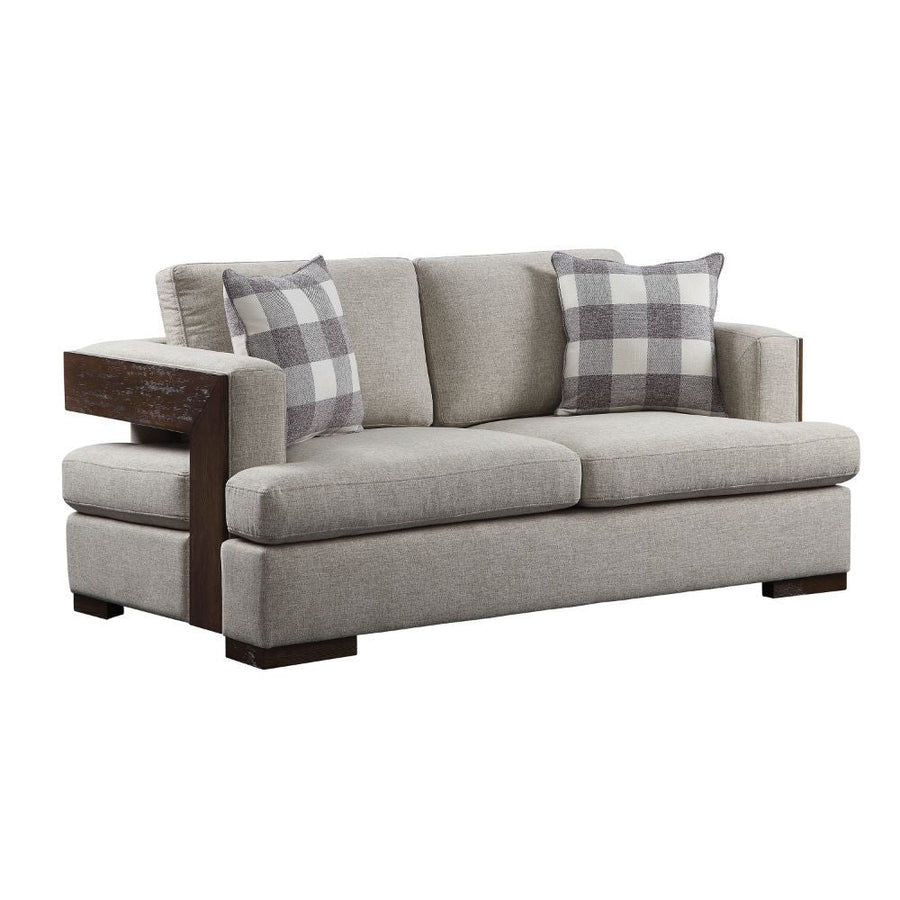 Niamey - Loveseat With 2 Pillows - Fabric & Walnut