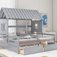 Twin Size House Platform Beds with Storage Drawers