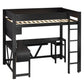 Wood Full Size Gaming Loft Bed with Desk, Storage Shelves, LED and Charging Station