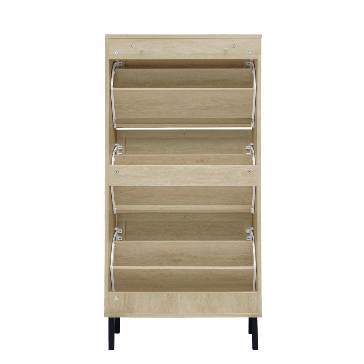 Modern Rattan 3 Door Shoe Rack Cabinet for Entryway