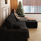 107" Cloud Sectional Couch with L-Shape Chaise, Black Plush Corduroy