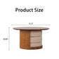 31.5" Round Wood Coffee Table with 3 Teddy Fabric Nesting Stools