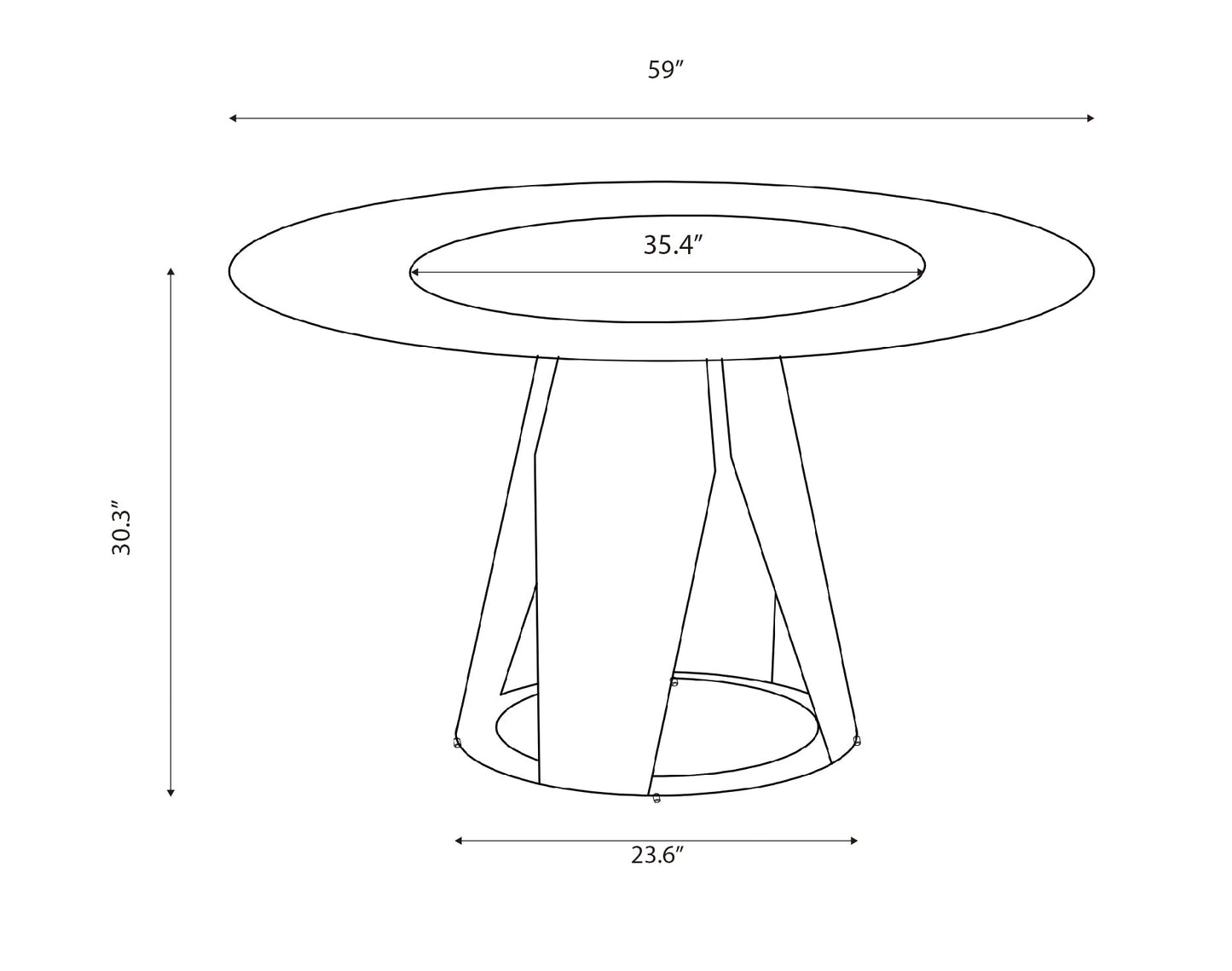 59" Modern Sintered Stone Dining Table