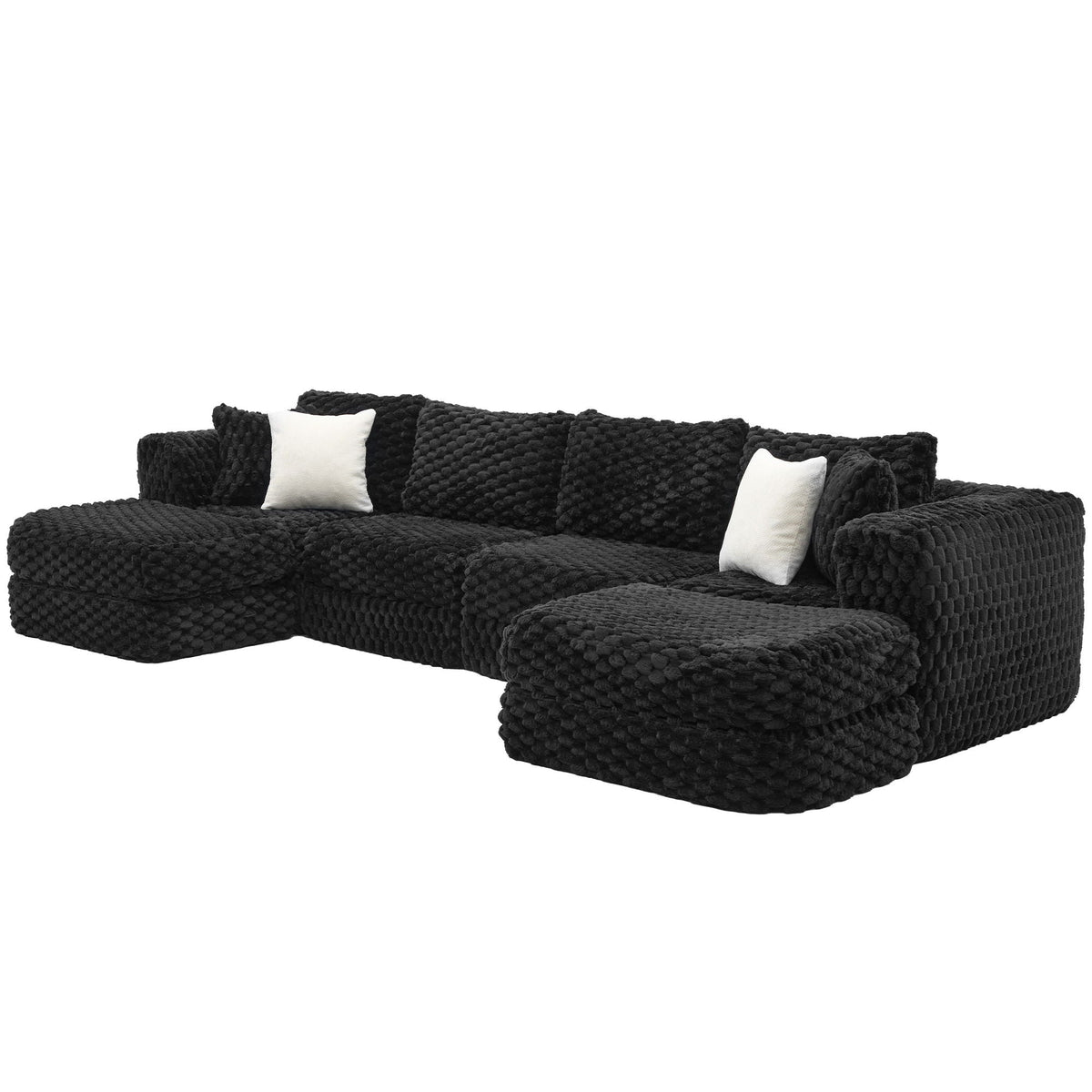 Modular Sectional Sofa, Boneless Couch With 2 Movable Ottomans - view 25