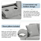 Modern Sectional Sofa With Storage Ottoman, L - Shape Couch With 2 Pillows And Cup Holders - view 13