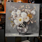 White Chrysanthemum Glass Vase Canvas Wall Art