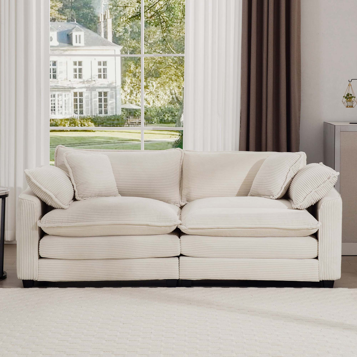 Modern 2 Seater With 4 Pillows, Upholstered Deep Seating Loveseat - view 27