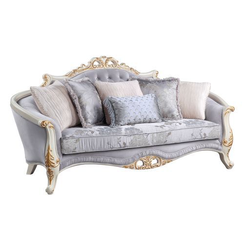 Galelvith - Sofa With 6 Pillows - Gray Fabric