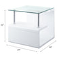 Nevaeh - End Table - Clear Glass Top & White High Gloss