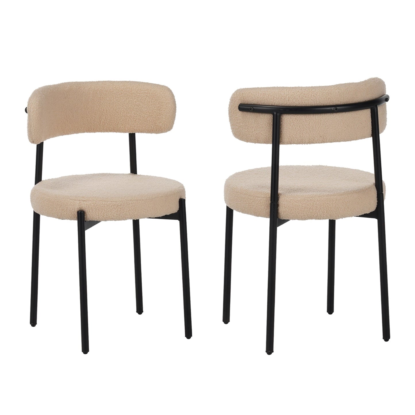 Medieval Modern Dining Chair Set, 4 Pieces, Round Seat Cushions