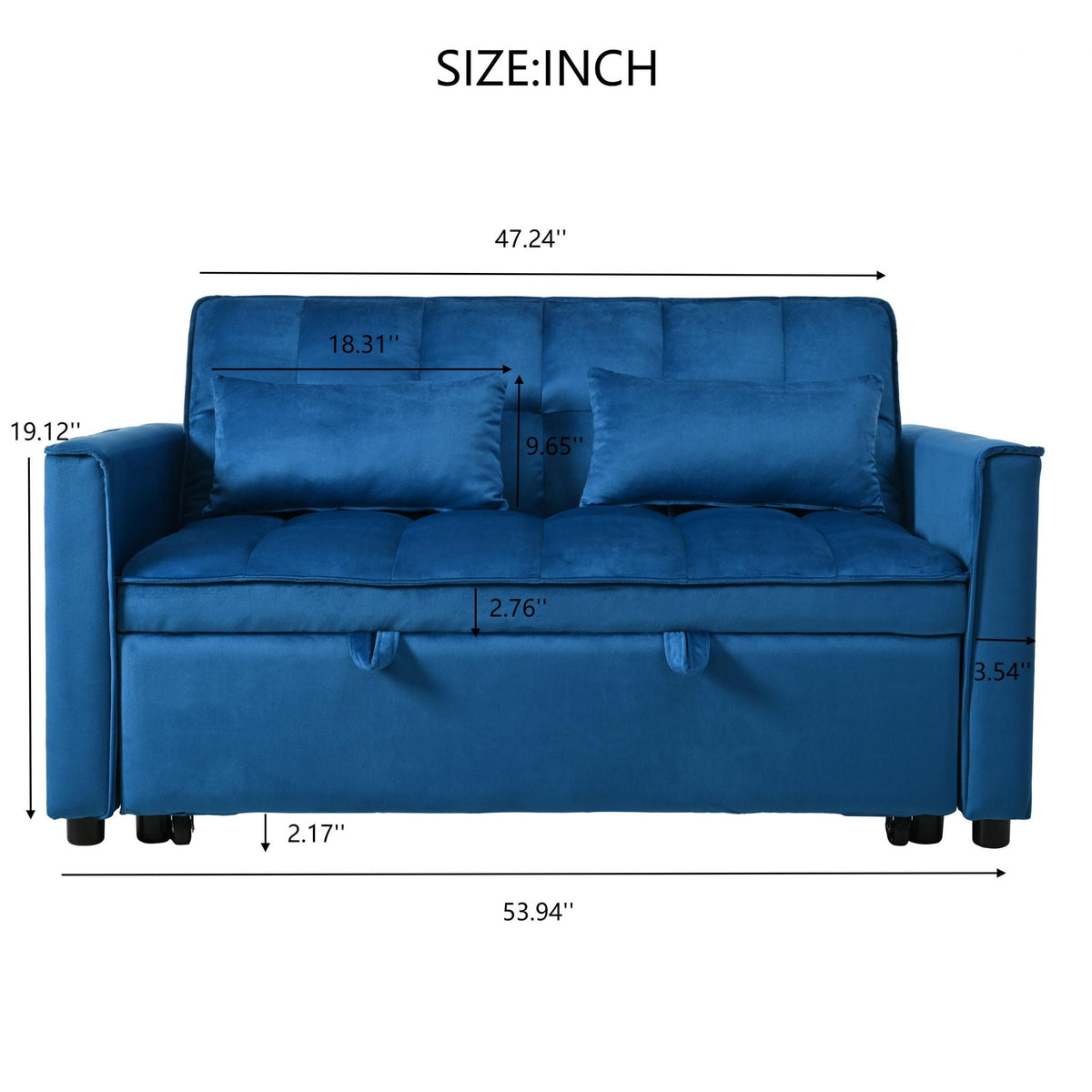 3 In 1 Pull Out Couch Convertible Sofa Bed With Reclining Backrest - view 32