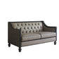 House Beatrice - Loveseat With 3 Pillows - Tan Synthetic Leather , Black Synthetic Leather & Charcoal