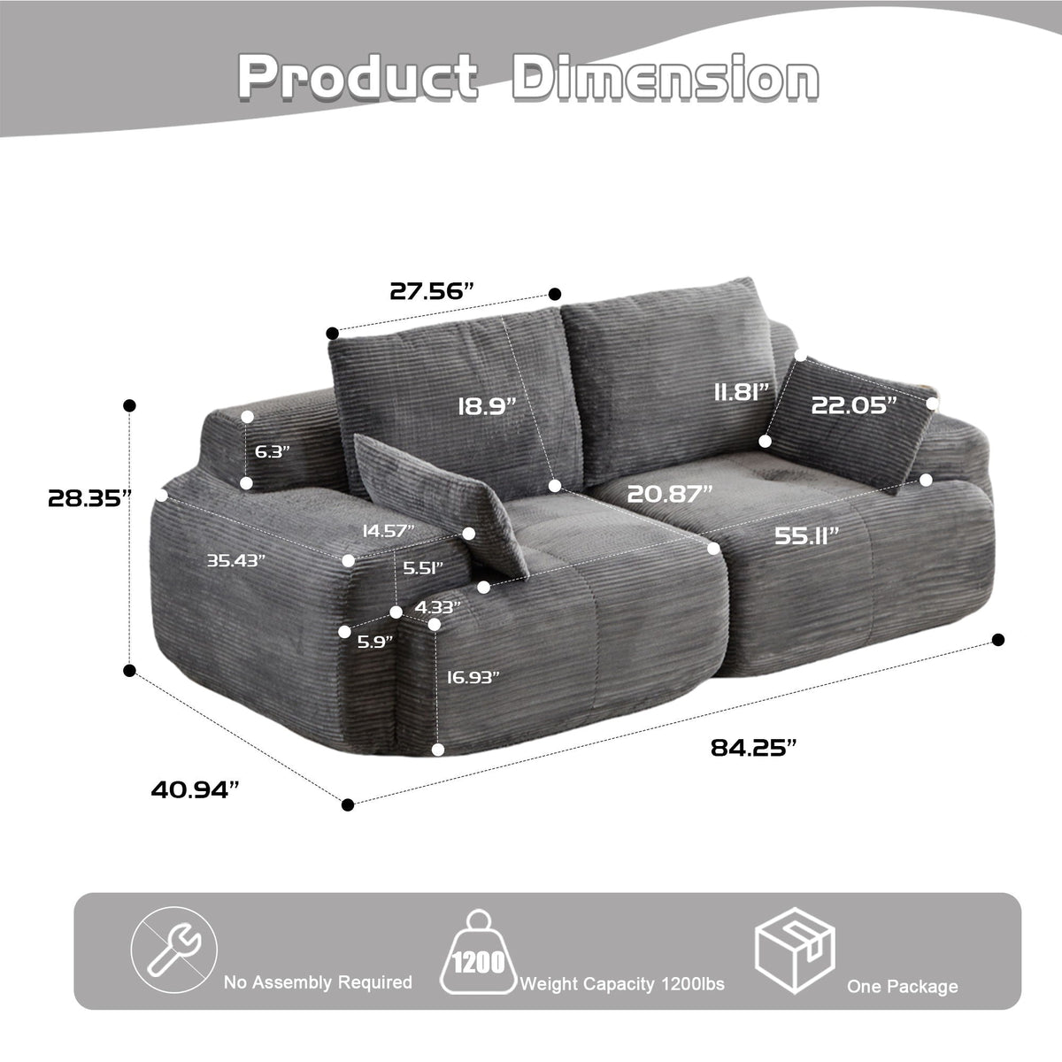 2 Seater Large Sectional Couches For Living Room - view 27