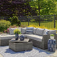 Petal Road - Loveseat Sectional, Ottoman, Table Set (Set of 4) - Gray