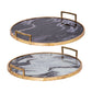 S/2 Round Decorative Tray with Abstract Marbled Design