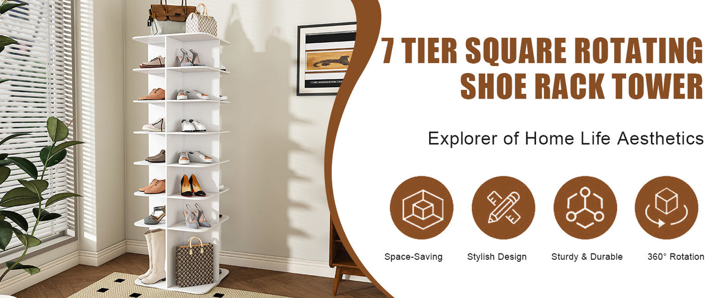 7-Tier Rotating Shoe Rack Tower