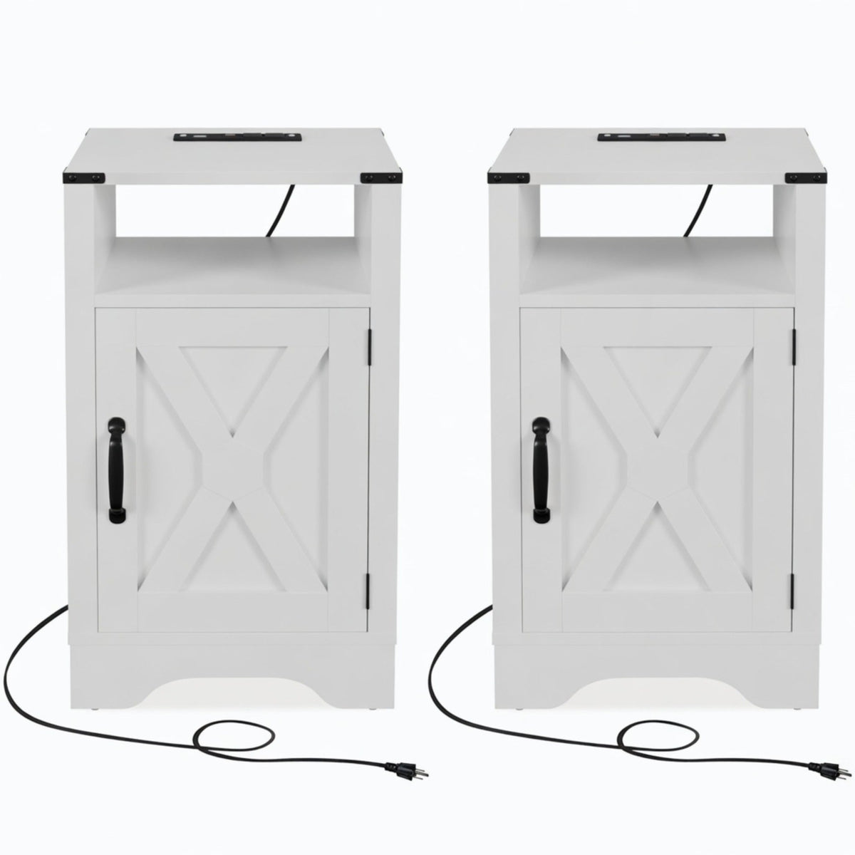 Set of 2 White Nightstands
