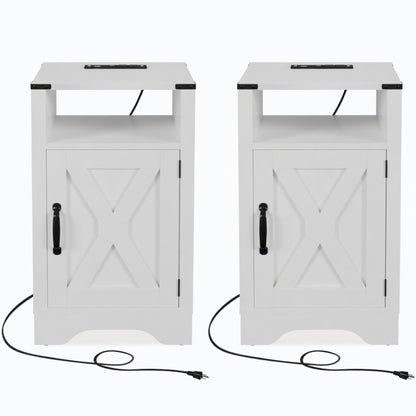 Set of 2 White Nightstands