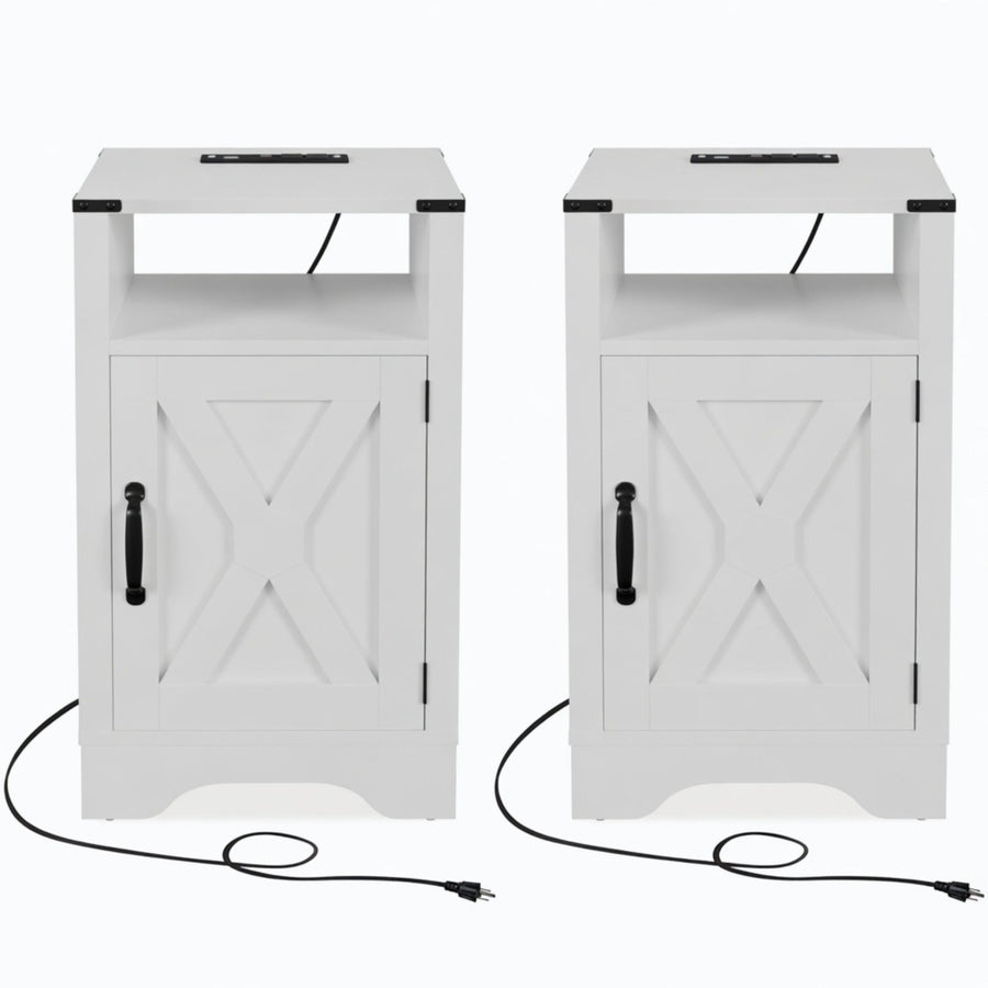 Set of 2 White Nightstands