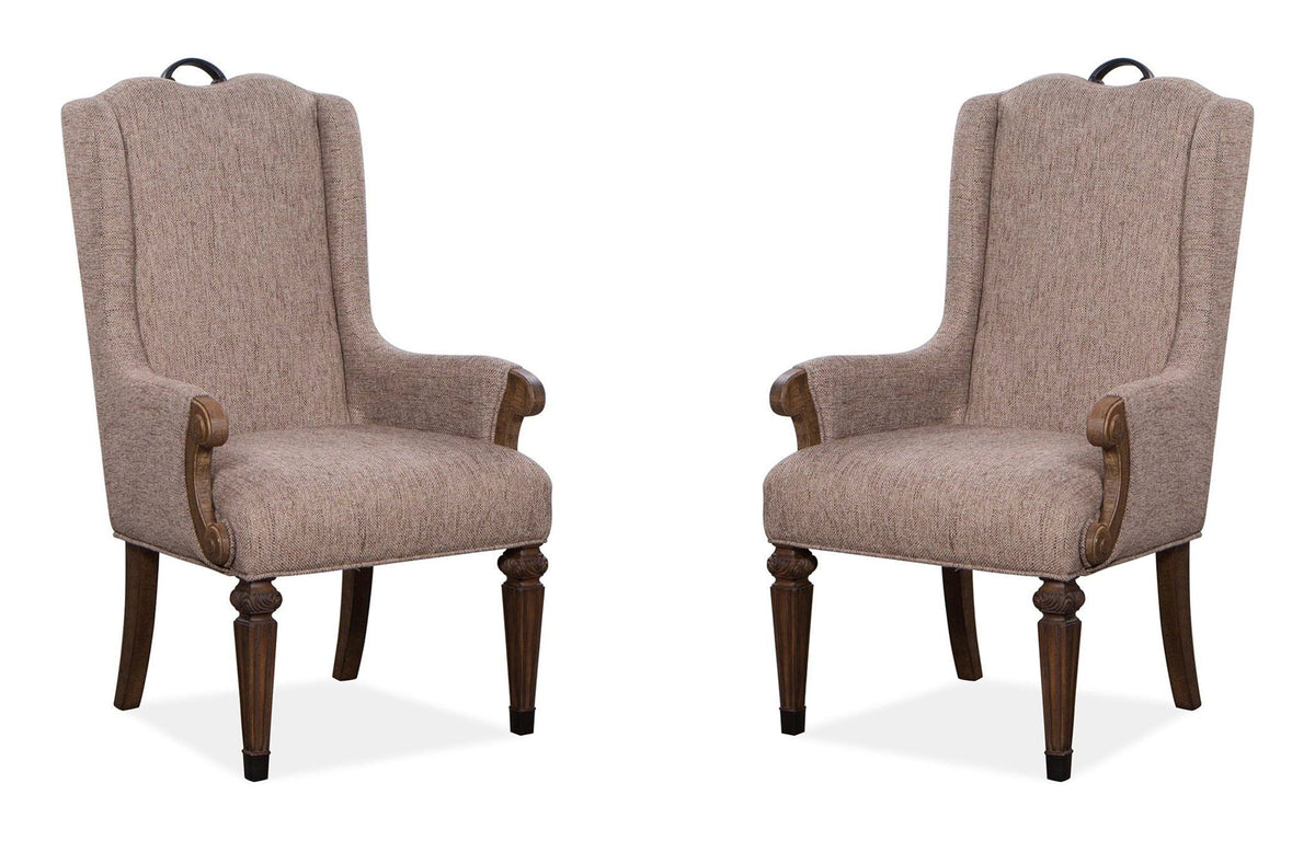 Durango - Wood Upholstered Host Arm Chair (Set of 2) - Willadeene Brown