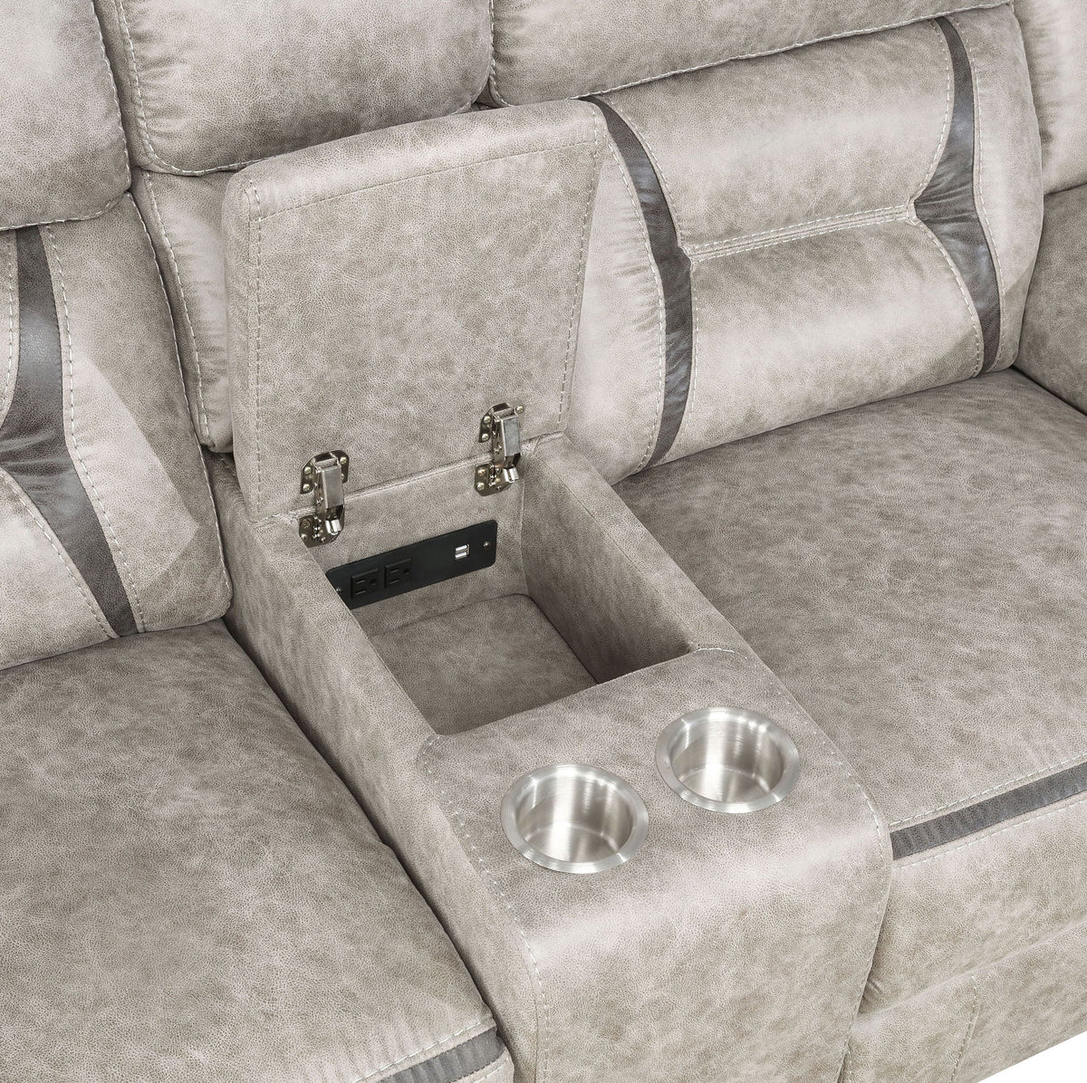 Greer Upholstered Motion Reclining Loveseat Taupe - view 6