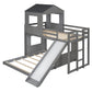 Wooden Twin Over Full Bunk Bed with Playhouse