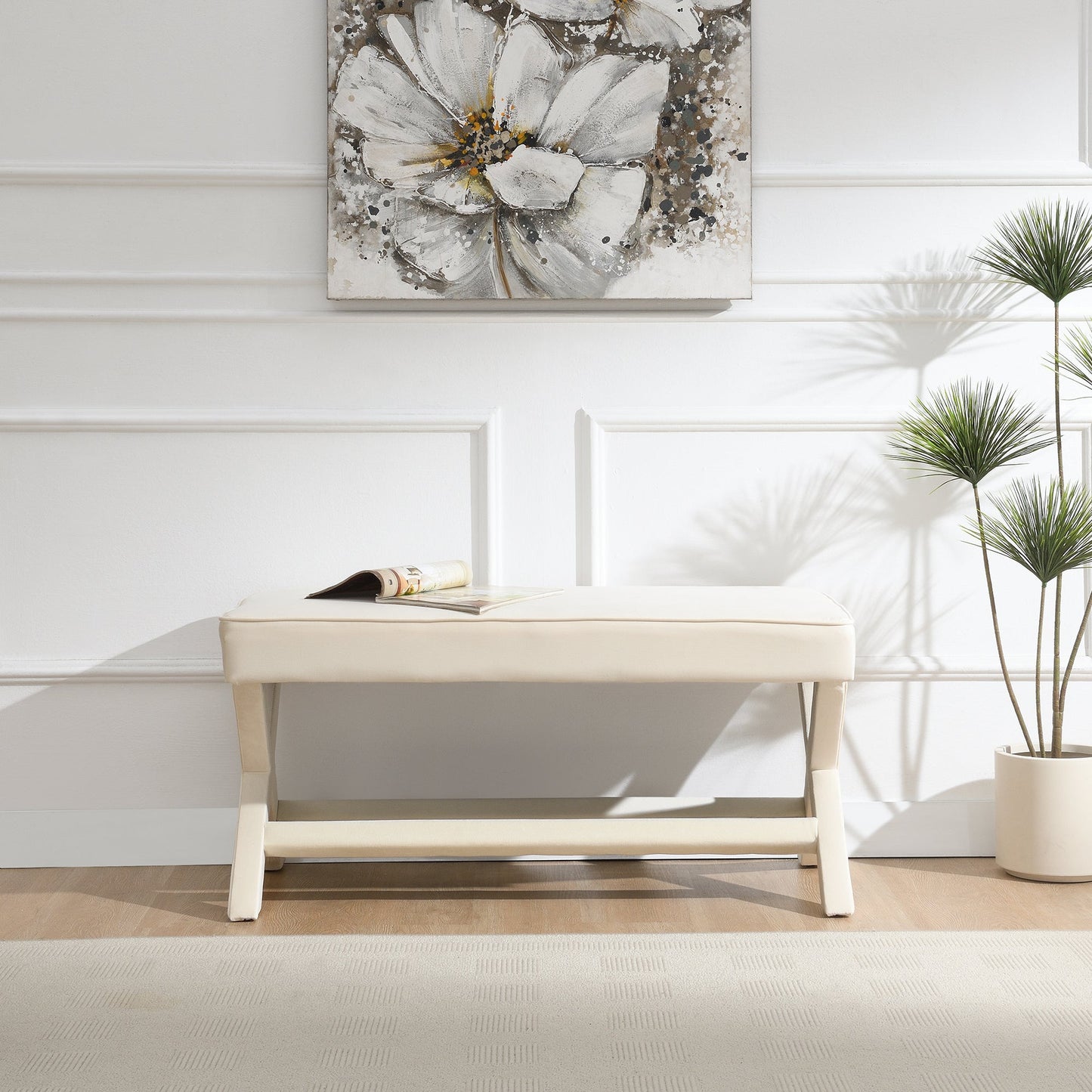 Comfort Double Bench Upholstered in Velvet Fabric