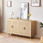 Elegant and Functional 4-Door Rattan Decorative Storage Cabinet