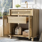 30-Inch Bathroom Vanity: Handwoven Rattan Doors, Solid Wood Legs & Resin Basin