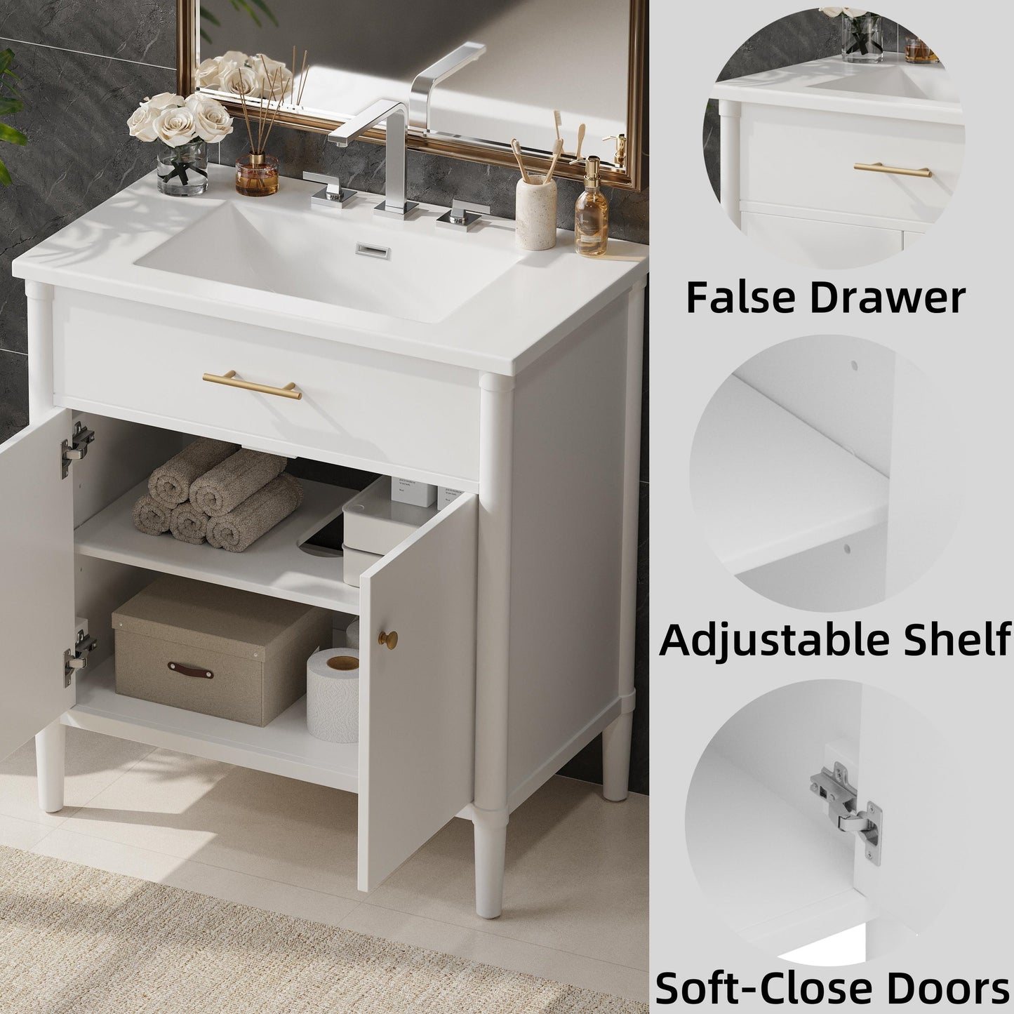 30 Inches Bathroom Vanity with Sink