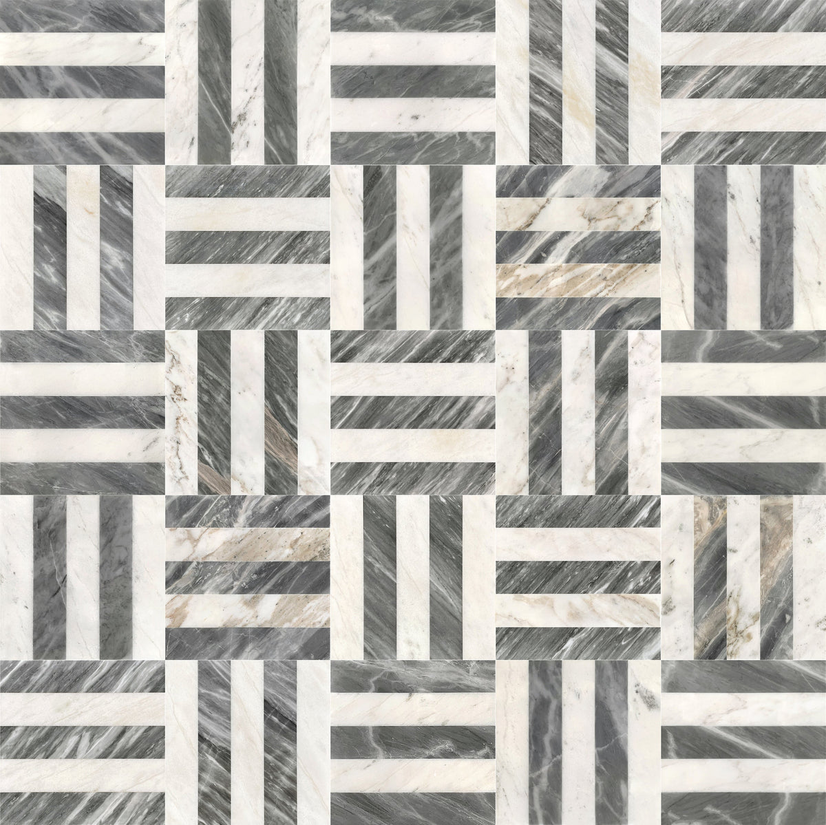 12x12 White Gray Waterjet Marble Tiles