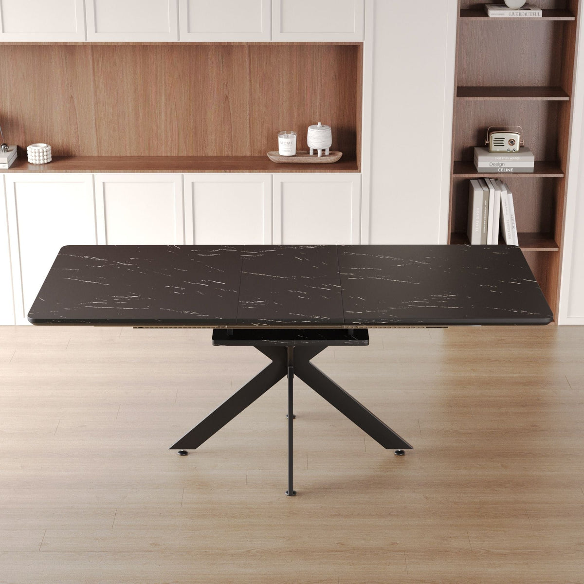 Modern Mid-Century Dining Table Set With Extendable Design - view 14