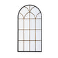 34x65.5' Arched Full-Length Mirror with Black and Gold Windowpane Design