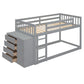Twin Over Twin Bunk Bed with 4 Drawers and 3 Shelves - Gray