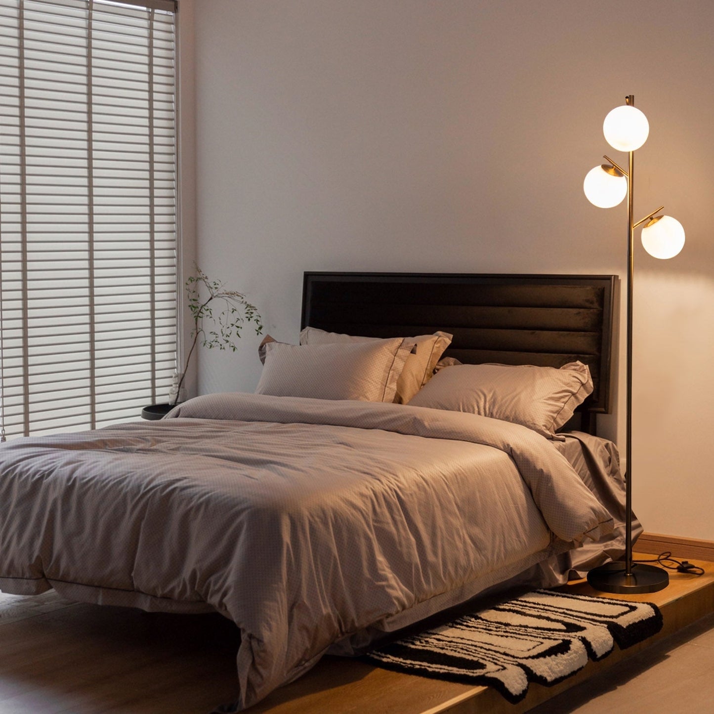 Golden 3-Globe Floor Lamp Foot Switch