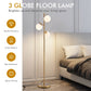 Golden 3-Globe Floor Lamp Foot Switch