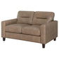 Scotland Faux Leather Upholstered Track Arm Loveseat Brown - view 6