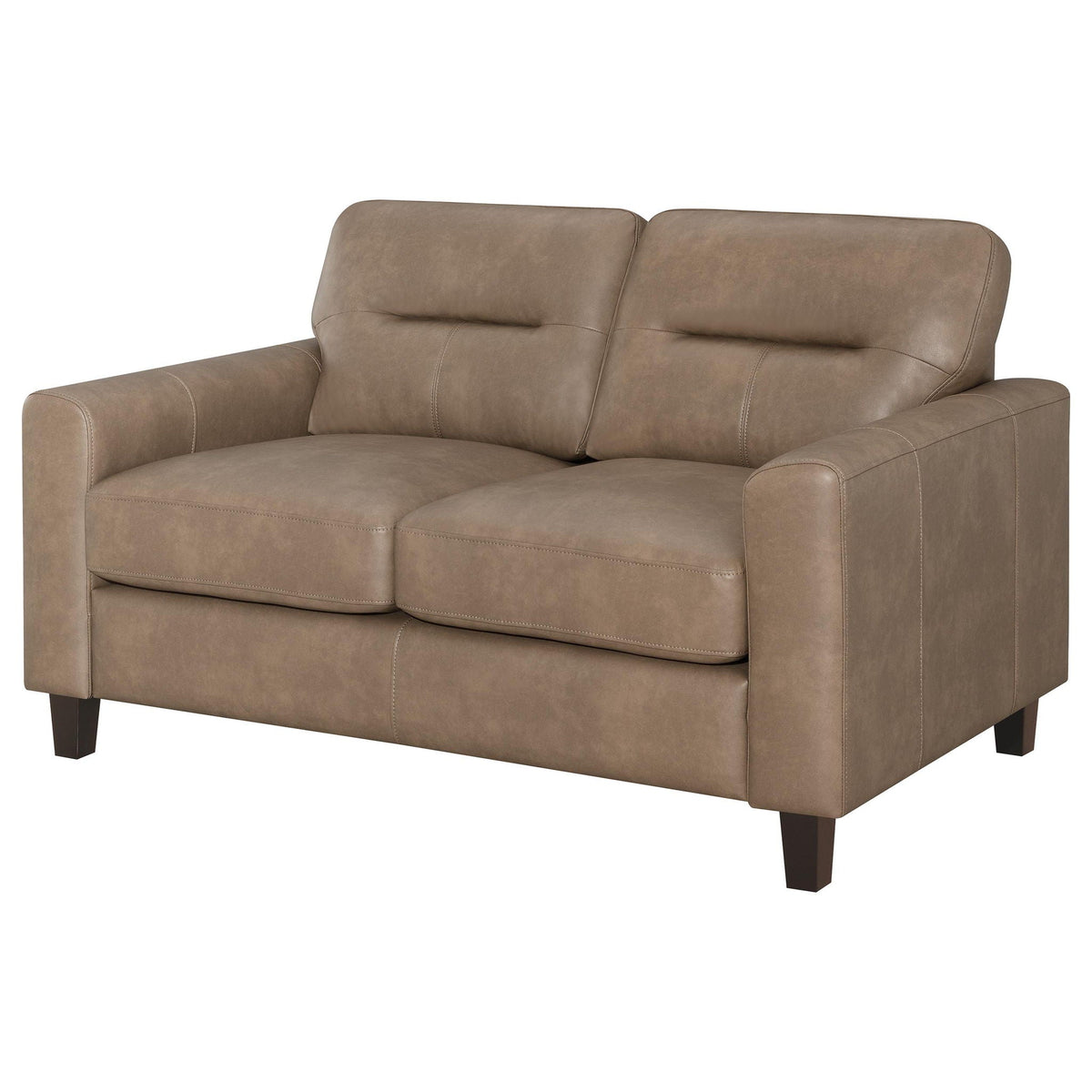 Scotland Faux Leather Upholstered Track Arm Loveseat Brown - view 6