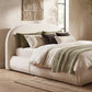 Archie Puffy Grounded Upholstered Platform Bed Queen, Oatmeal Light