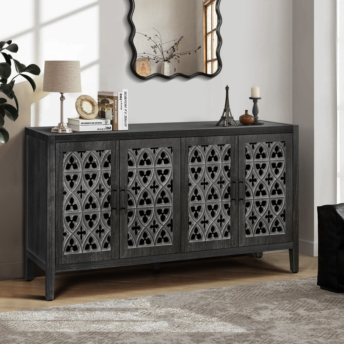 Hollow Four Door Antique Cabinet