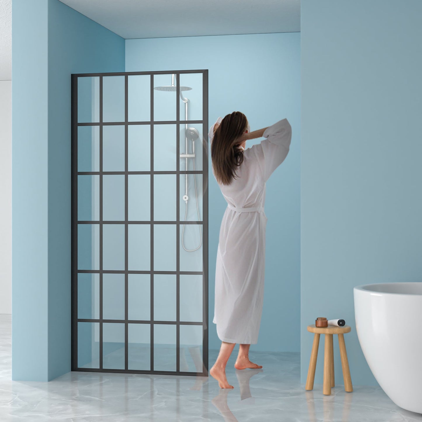 38" W x 72" H Frameless Fixed Shower Door