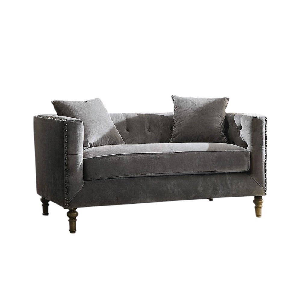 Sidonia Gray Velvet Loveseat